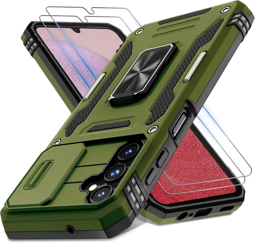 Miniatura 9 de DEERLAMN Funda para Samsung Galaxy A14 5G con Cubierta Deslizante para Cámara + Protector de Pantalla (2 Paquetes), Soporte de Anillo Giratorio