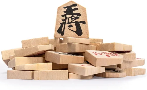 Miniatura 8 de Conjunto completo de piezas de madera de Shogi de ajedrez japonés o koma
