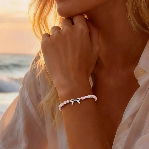 Miniatura 3 de Pulsera de onda/lazo/cruz para mujer, coloridas pulseras de cuentas de piedra natural, regalo único de amistad para mejor amiga, hermana, mejor
