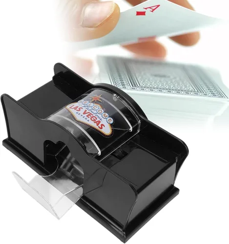 Miniatura 4 de Barajador manual de cartas de 1-2 barajas para blackjack, póker, silencioso, manivela, equipo de casino máquina barajadora de cartas para jugar a