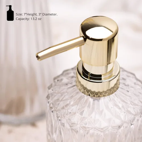 Miniatura 6 de EMPO Dispensador de jabón de vidrio transparente con bomba de plástico ABS, dispensadores de loción de cristal para fregadero de cocina, baño
