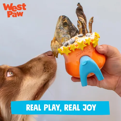 Miniatura 8 de WEST PAW Toppl Stopper - Paquete de 2 tapones en azul aguamarina, diseñado para el enriquecimiento de perros, accesorio que se adapta a todos