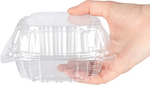 Miniatura 7 de Stock Your Home - Envase de plástico para llevar alimentos y postres, 50 unidades de 5 x 5 pulgadas, envases de plástico con bisagras, desechables