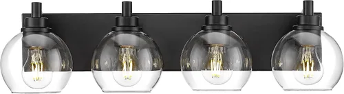 Miniatura 42 de Accesorios de iluminación de baño, luz de tocador mate negra de 2 luces, apliques de pared modernos con pantalla de globo de vidrio transparente