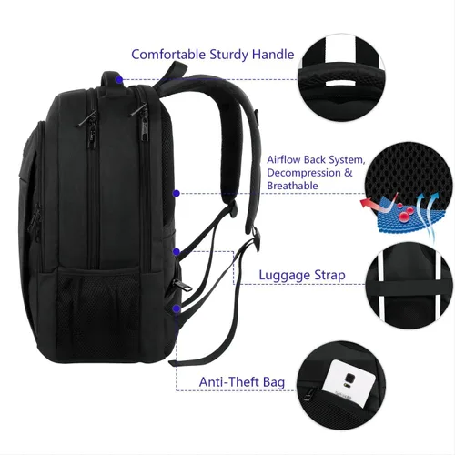 Miniatura 3 de MATEIN Mochila de viaje extra grande, compatible con TSA, de 18.4 pulgadas, para laptop con puerto de carga USB, antirrobo, aprobada para vuelos