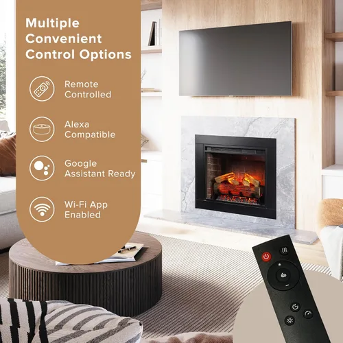 Miniatura 3 de Modern Ember Uptown - Inserto de chimenea eléctrica inteligente de 23 pulgadas + kit de molduras, habilitado para Alexa/WiFi, incluye control Kit