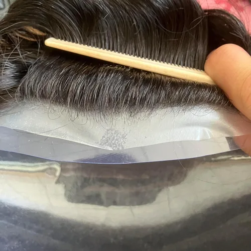 Miniatura 3 de SIMBEAUTY Cabello humano súper natural para hombre, estilo libre de tupé, 10 x 8 pulgadas, sistemas de reemplazo de cabello para hombres