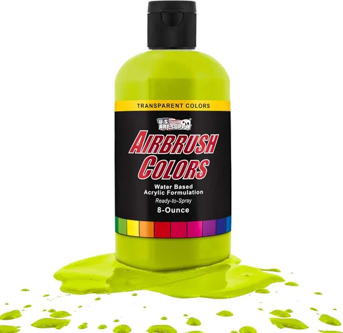 U.S. Art Supply Pintura acrílica transparente Chartruesse para aerógrafo, 8 onzas, lista para rociar, pintura con pincel de aire para uñas, modelos,