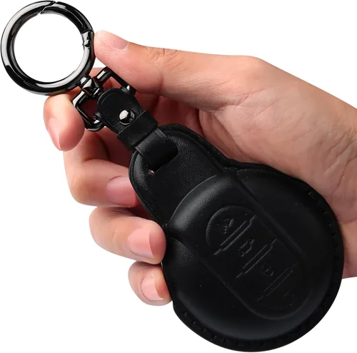 Tukellen Compatible con BMW Mini - Funda de cuero para llavero compatible con BMW Mini Cooper F54, F55, F56, F57, F60, color negro