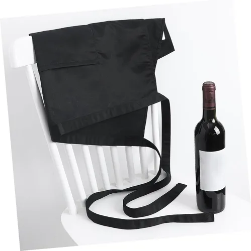 Miniatura 4 de ULTECHNOVO Delantal de trabajo unisex para mujer y hombre, delantal de cocina con bolsillos dobles, cintura corta, color blanco, 27.6x19.3 in, Negro