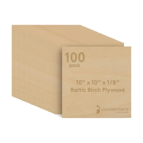 Miniatura 12 de Woodpeckers - Madera contrachapada de abedul báltico, 0.118 in, 1/8 x 5 x 7 pulgadas, paquete de 12 hojas de abedul báltico de grado B/BB, perfectas