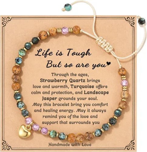 Miniatura 15 de HGDEER Regalos de cumpleaños para mujer, pulsera única de piedra natural, para mujeres, adolescentes, niñas, regalos de moda para amigas, mejores