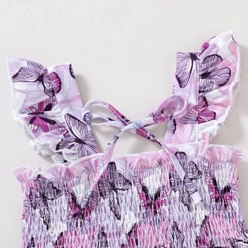 Miniatura 7 de JEELLIGULAR Vestido para niña pequeña, con volantes, sin mangas, con botones, vestido de verano para playa, casual, acampanado, vestido de verano