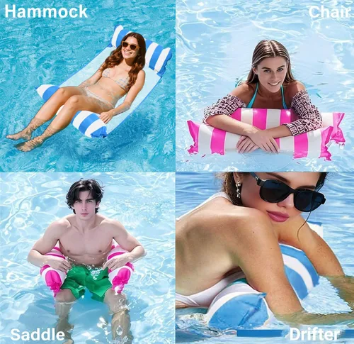 Miniatura 3 de Flotadores de piscina para adultos, balsas flotantes de malla inflables mejoradas, flotador de piscina multiusos 4 en 1, hamaca de agua, flotadores