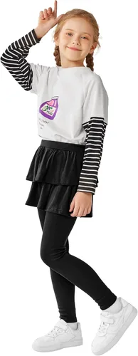 Miniatura 6 de Resinta Leggings sin pies para niñas con falda de volantes, falda elástica con volantes, pantalón encantador para niñas