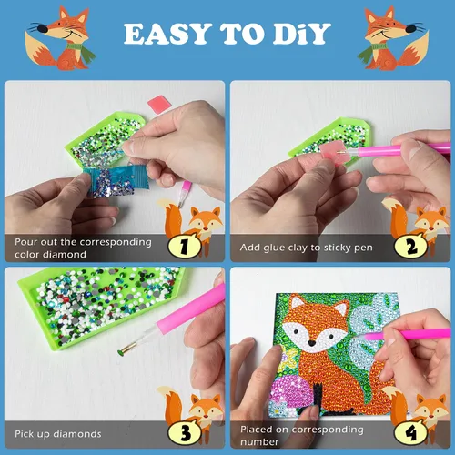 Miniatura 5 de QEUOYSS Kits de arte de diamantes 5D para niños principiantes, kits fáciles de artes y manualidades para niños de 8 a 12 años, juego de manualidades