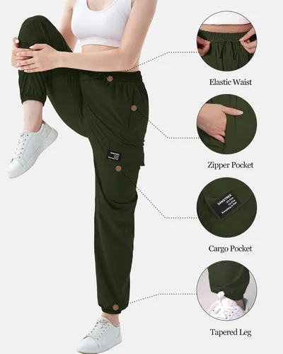 Miniatura 2 de SANGTREE Pantalones deportivos tipo cargo impermeables para niñas y mujeres