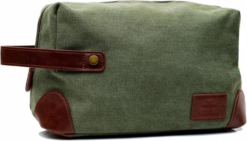 Miniatura 7 de Vetelli Bolsas de aseo de lona vintage, viaje con estilo, kits de lona impermeable Dopp, duraderas (Marco), Beige, Neceser