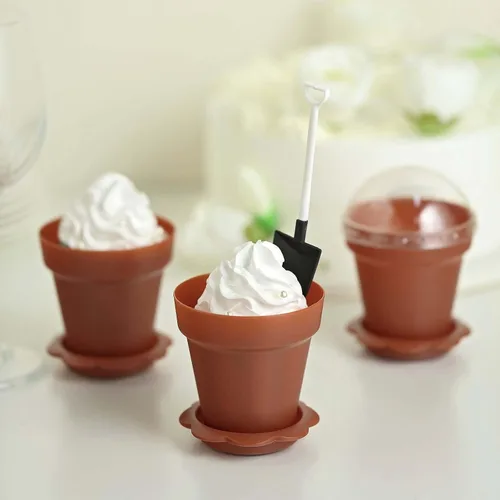 Miniatura 5 de Efavormart - Paquete de 12 soportes transparentes para cupcakes de 3 pulgadas, soporte de placa de exhibición de dulces con cúpula para bodas