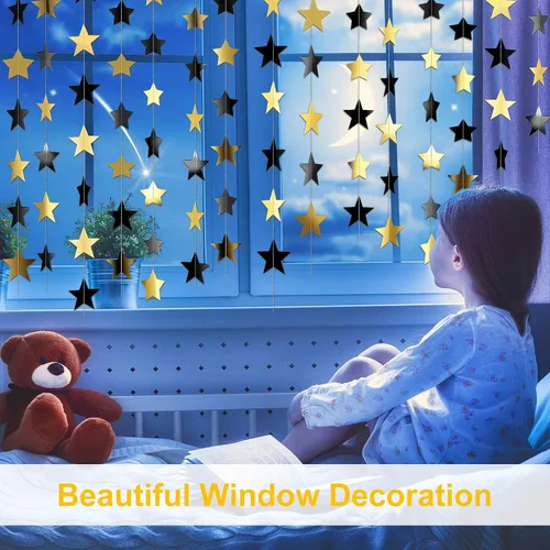 Miniatura 4 de Patelai Guirnalda de estrellas con purpurina 2026, decoración de graduación de 130 pies, pancarta colgante de estrella para fiesta, cumpleaños