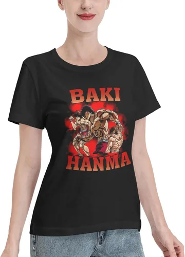 Miniatura 2 de Anime Baki The Grappler T Shirt Womens Summer Round Neck Clothes Casual Short Sleeves Tee Black