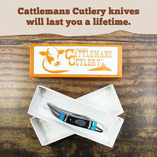 Miniatura 9 de Cattlemans Cutlery Cheyenne Series Blue Horizon Stockman - Cuchillo de bolsillo plegable, 3 cuchillas de acero inoxidable en 1 cuchillo