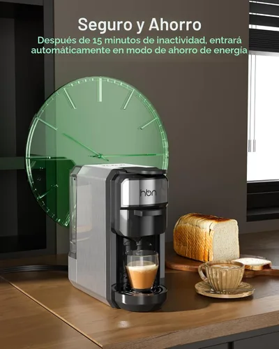 Miniatura 6 de HBN 3 en 1 para cápsulas Nespresso, cápsulas K-Cup y café molido, cafetera múltiple de una sola porción, máquina de café espresso programable de 19