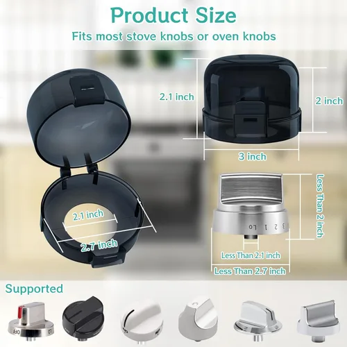 Miniatura 3 de AOSITE - Fundas para pomos de estufa para seguridad infantil, cubiertas de perilla de gas mejoradas para niños con adhesivo fuerte, paquete de 5