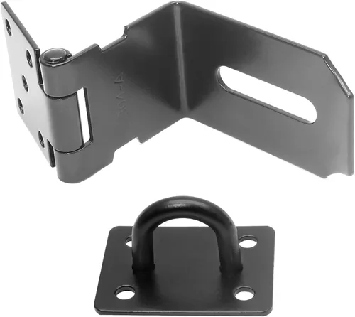 Miniatura 3 de Paquete de 2 cerrojos de ángulo recto, acero inoxidable de 90 grados, cierre de puerta de seguridad para puertas de empuje/deslizante/granero (negro)