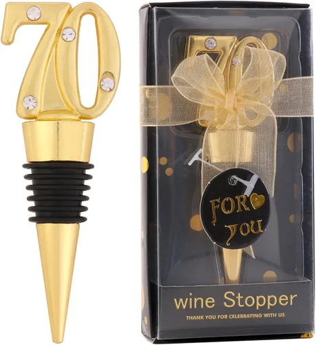 Miniatura 15 de Paquete de 24 recuerdos de fiesta de cumpleaños 50 para invitados, tapones para botellas de vino de 50 años con caja de regalo, tapones de vino