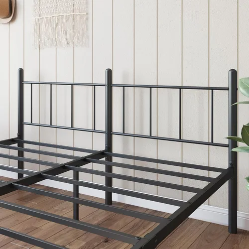 Miniatura 6 de Base de cama tamaño King de 14 pulgadas, no necesita somier, plataforma de metal con cabecero y piecero, soporte de listones resistentes, fácil