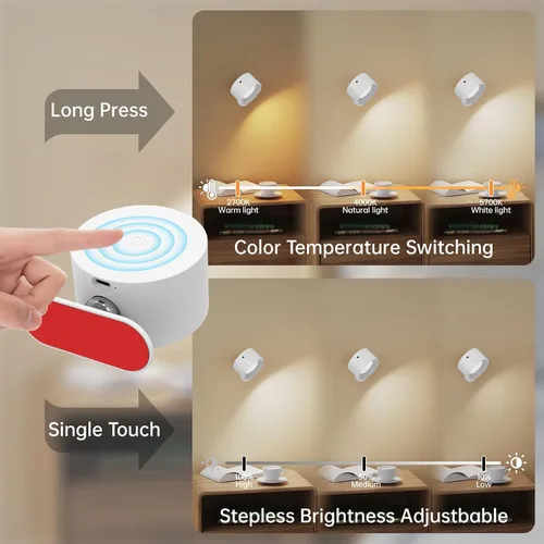 Miniatura 2 de Deyagoo 2PACK Lámpara de pared LED con control remoto - Lámpara de pared recargable, 3 colores y 3 niveles de brillo, cabezal giratorio magnético