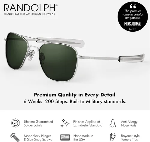 Miniatura 2 de Randolph USA - Lentes de sol de aviador para hombre o mujer cromo mate clásicos polarizados y no polarizados con protección UV