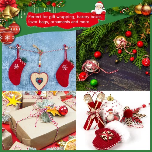 Miniatura 5 de Tenn Well Cordel para panaderos, cinta de cuerda de Navidad de 656 pies de 0.079 in para envolver regalos, cajas de pastelería, atar, manualidades