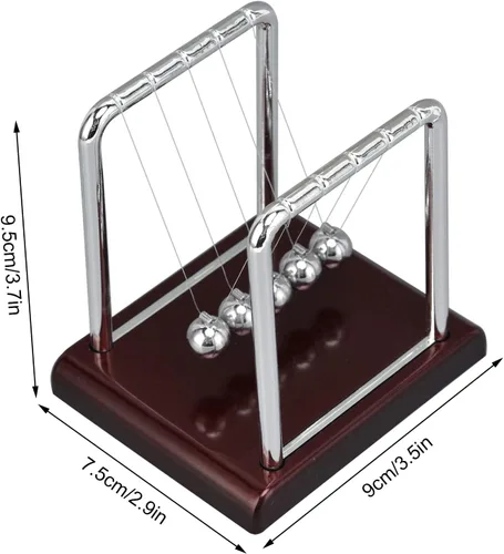 Miniatura 6 de Péndulo Newtons, bola clásica de equilibrio Newton, bola educativa de ciencia de física, bola oscilante, de metal, movimiento perpetuo, adorno