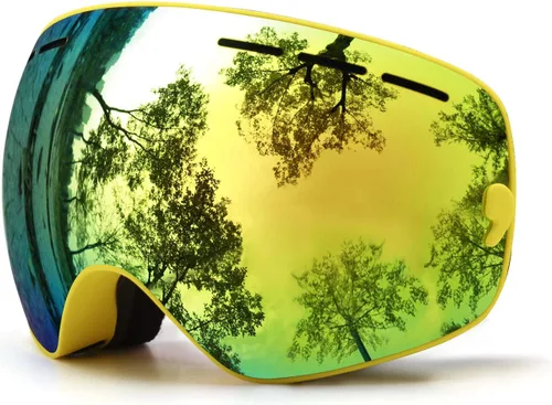 Miniatura 10 de Juli - Gafas de esquí para niños, lentes esféricas intercambiables de doble capa, gafas de nieve OTG antivaho para snowboard y patinaje de 4 a 16