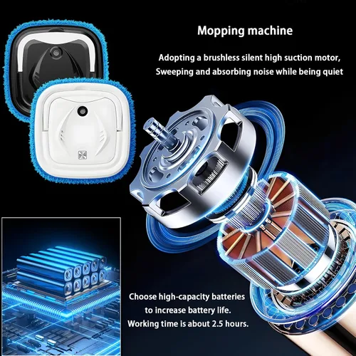 Miniatura 3 de Trapeador robot automático, doble uso de seco y húmedo, función de pulverización, máquina de trapeador inteligente recargable de bajo ruido