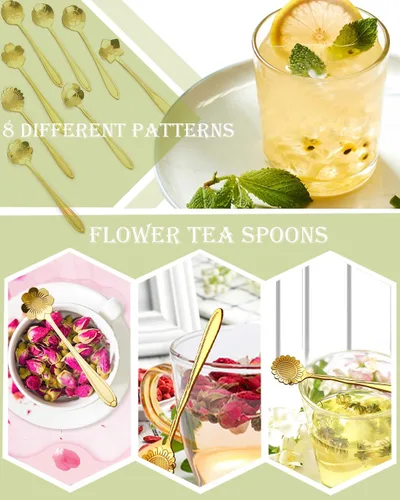 Miniatura 6 de 16 piezas de cucharaditas de té, cucharas de café bonitas de acero inoxidable ESRISE para decoraciones de fiesta de té (doradas)