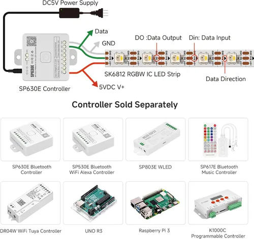 Miniatura 5 de BTF-LIGHTING RGBW RGB+Blanco Frío SK6812 (Similar WS2812B) 4 Colores en 1 Tira LED, Direccionable Individual, 16.4 pies, 60 píxel/m, 300LED Luz