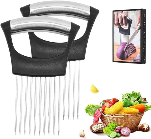 Miniatura 9 de Soporte de Cebolla para Cortar, Nuevo Soporte de Cebolla de Acero Inoxidable 2025, Cortador de Limón, Tomate y Cebolla, Herramienta de Cocina