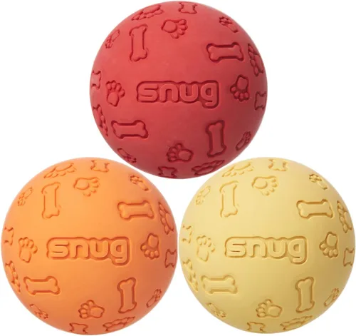 Miniatura 7 de Snug Pelotas de goma para perros pequeños y medianos, tamaño de pelota de tenis, prácticamente indestructibles (paquete de 3, calientes)