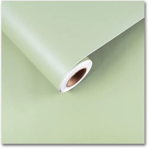 CRE8TIVE Papel Tapiz Verde Salvia Adhesivo y Despegable 12"x80" Autoadhesivo Mate Verde Claro Papel de Contacto para Encimeras Impermeable Color
