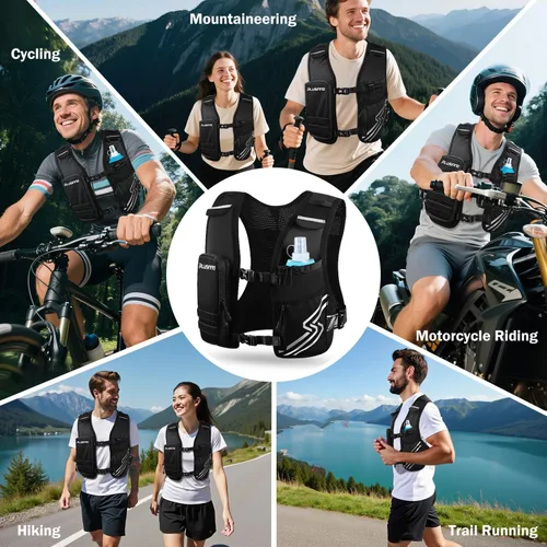 Miniatura 8 de Chaleco de Correr para Hombres y Mujeres, Chaleco de Hidratación para Correr con Botella Suave de 500ml y Bolsillo para Teléfono con Pantalla