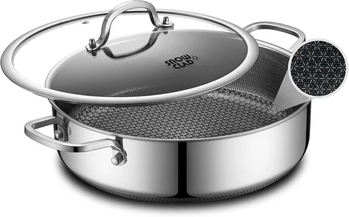 Sartén híbrida antiadherente de 5 cuartos de galón para uso diario, freidora de pollo, utensilios de cocina sin PFOA, sartenes de 12 pulgadas de
