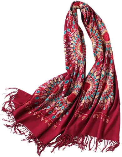 Miniatura 30 de Urban CoCo Chal Bordado con Borlas de Tamaño Grande para Mujer, Bufanda de Mujer