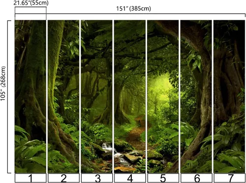 Miniatura 4 de Bormia Bosque de Fantasía - Mural de pared de 151 x 105 pulgadas, papel pintado fotográfico grande, adhesivo de pared para sala de estar y 004