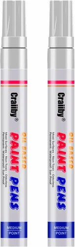 Marcadores de pintura blanca, paquete de 2 bolígrafos de pintura permanente a base de aceite impermeables de secado rápido para pintura de rocas,