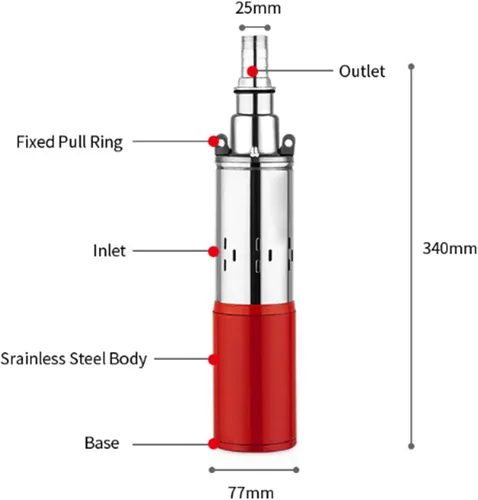 Miniatura 6 de Bomba sumergible de pozo profundo de 1 pulgada 300 W, acero inoxidable, 36 V, 48 V, 60 V, bomba de pozo profundo para pozo, ganado, depósito de agua