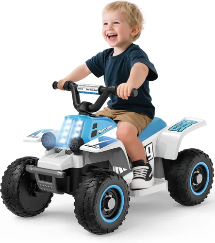 Miniatura 9 de ANPABO Juguete ATV de 6 V 7AH para niños, 4 ruedas para niños pequeños con faro, adelante y atrás, bocina, reproductor de música, USB, MP3, Rosa