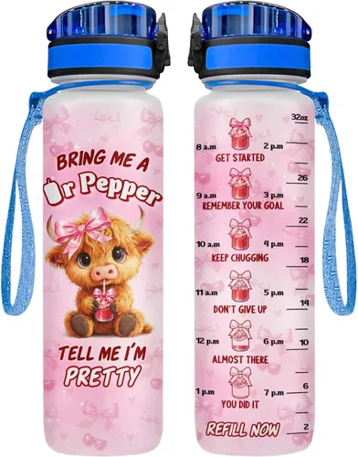 Miniatura 21 de 34HD Crazy Cat Botella de Agua 32 oz Plástico Tritan, Its Fine Everything Is Fine Botella de Agua, Regalos Divertidos de Cumpleaños Día